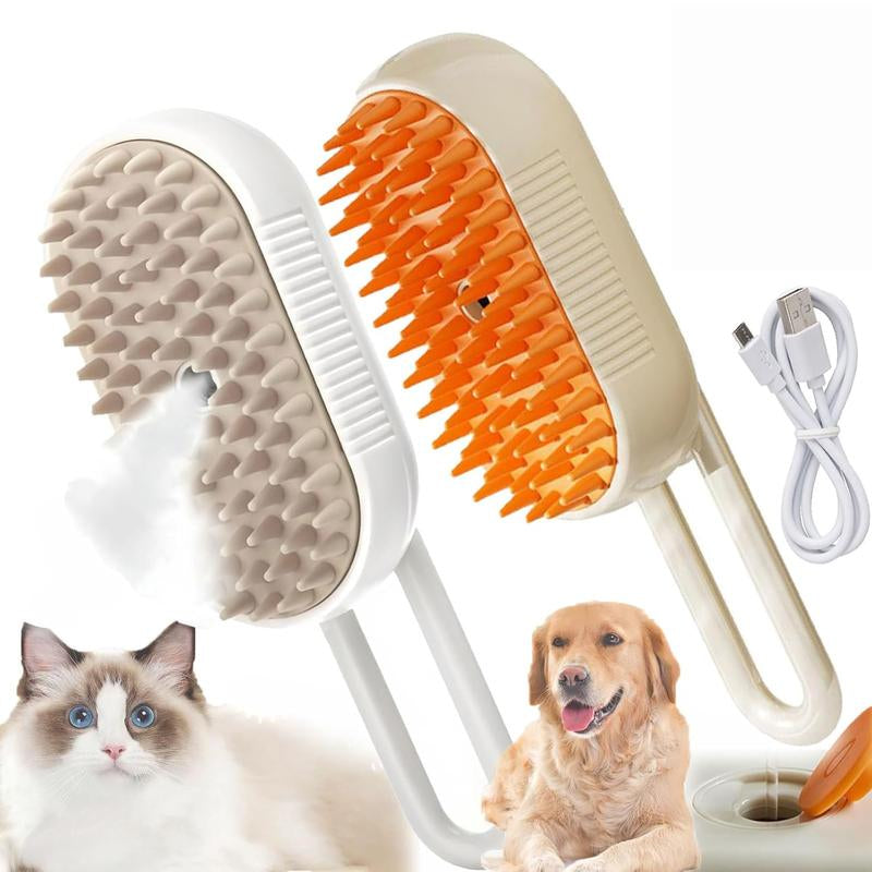 3 in 1 Pet Steam Brush Pet Steamy Mist Steam Pet Brush for Pet Hair 3-IN-1 Steamy Cat Brush Grooming Comb for Dogs Steam Brush for Cats Remove Flying Fur Steam Advanced Pet Steam Hair Removal Comb