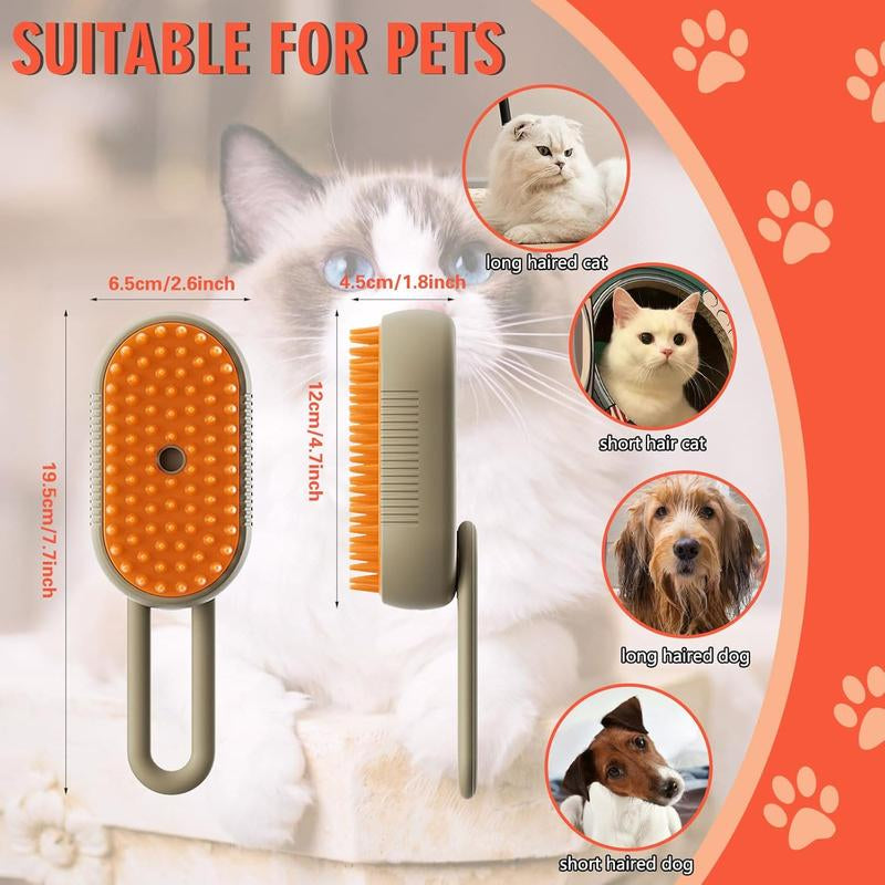 3 in 1 Pet Steam Brush Pet Steamy Mist Steam Pet Brush for Pet Hair 3-IN-1 Steamy Cat Brush Grooming Comb for Dogs Steam Brush for Cats Remove Flying Fur Steam Advanced Pet Steam Hair Removal Comb